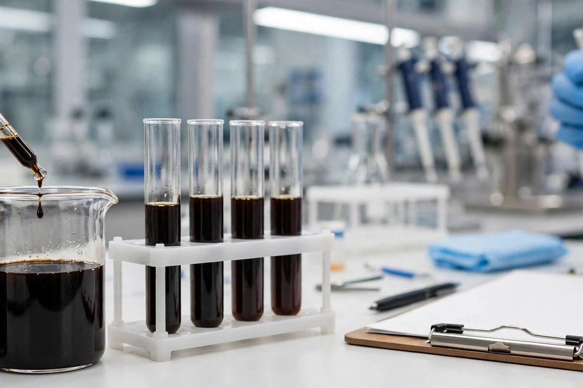 Laboratory dropper and test tubes used for shilajit purity testing