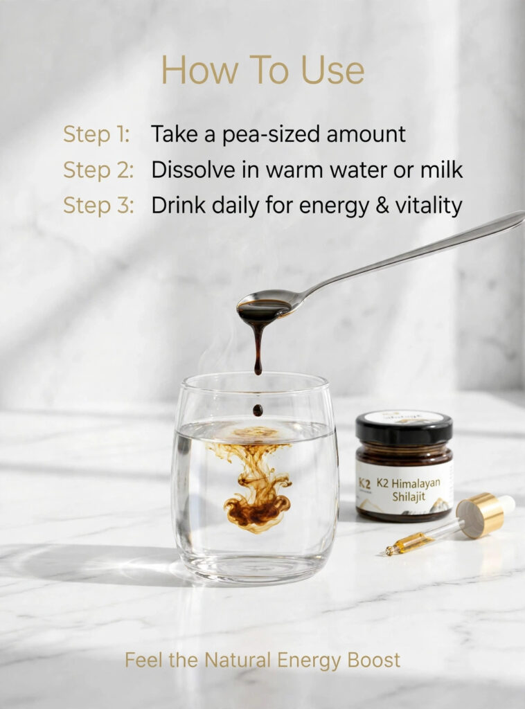 How to use K2 Himalayan Shilajit in warm water